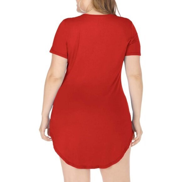 Women's 2XL Red Mini Dress Plus Size Short‎ Sleeve Bodycon Mini Dress - Picture 2 of 7